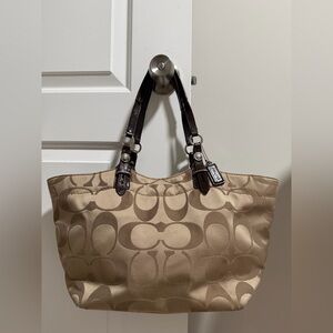 Coach Tan and Brown Signature Tote